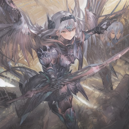 A woman wearing black armor, DragoonArmor1, (wings), (symmetrical wings), epic, fantasy, rpg, solo focus,  (detailed face,...